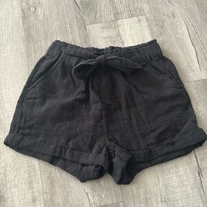Black linen shorts super cute and soft with a tie in the front.